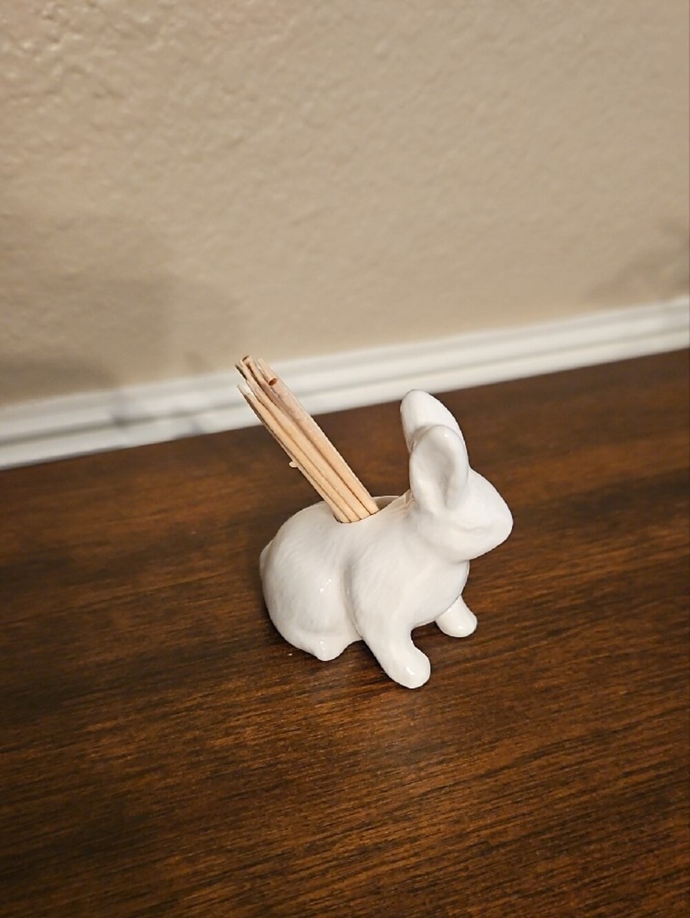 Coton Colors White Ceramic Bunny Toothpick Holder - Picture 2 of 4